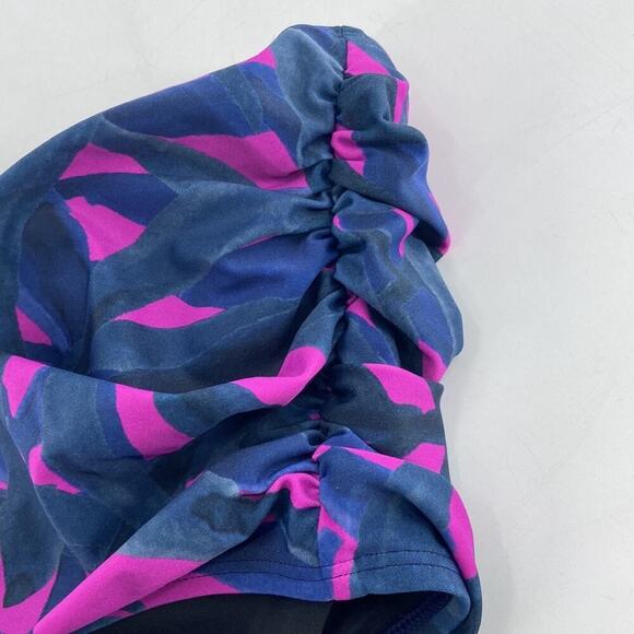 Coastal Blue Women's Multicolor Swimwear Shirred High Waist Bikini Bottom Size L - Picture 5 of 8